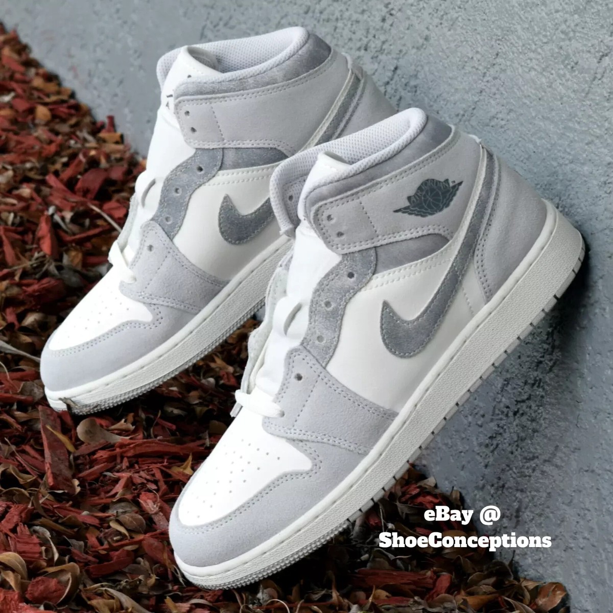 Nike Air Jordan 1 Mid SE (GS) Shoes Smoke Gray Sail FQ8088-002