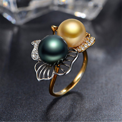 18K Yellow Gold Filled Women Pearl FlowerRings Men Rings JZ017 | eBay