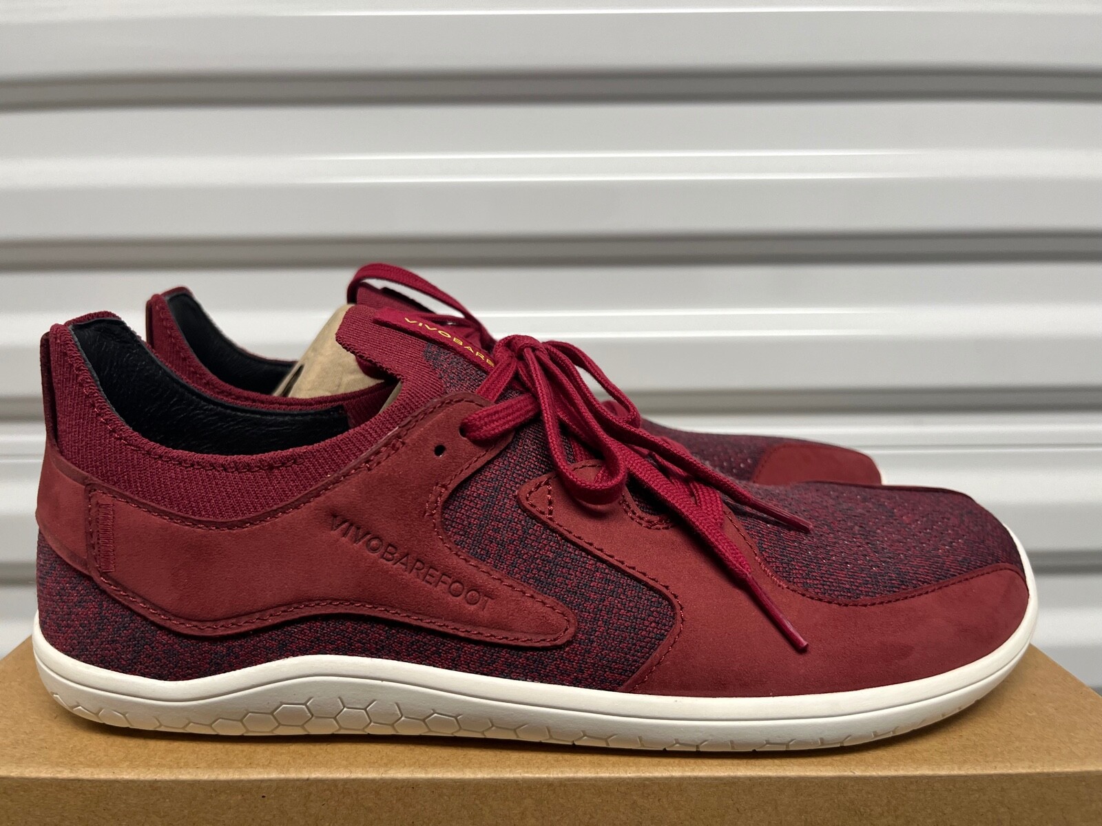 Vivobarefoot Primus Asana II Burgundy Red Leather &Knit Minimalist