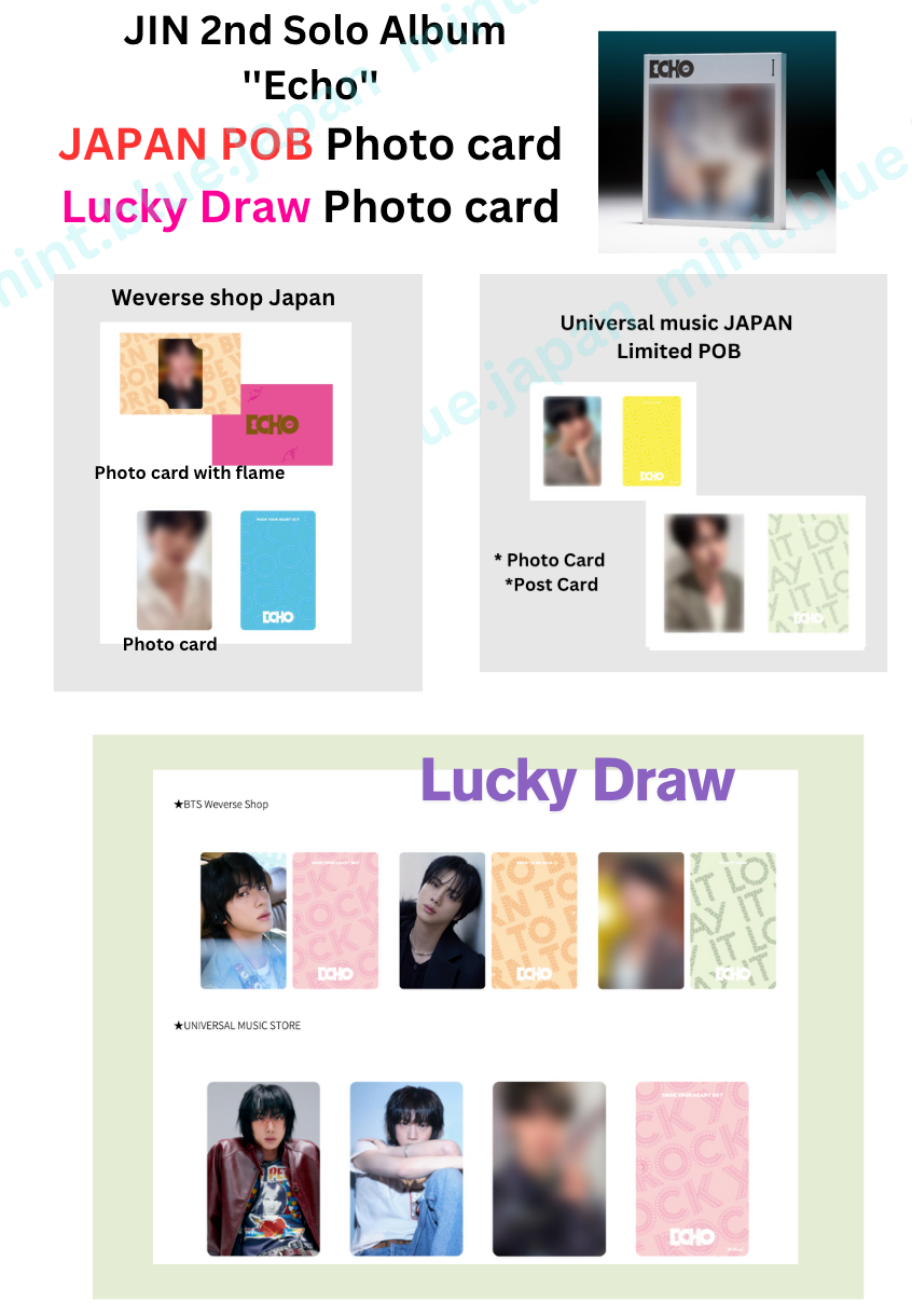 BTS JIN Echo Weverse UMS JAPAN Official POB / Lucky Draw Photo