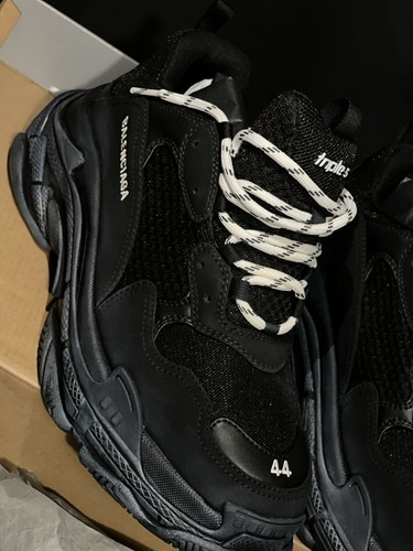 Balenciaga Black Triple S Pre-Distressed Wash Black Sneakers | eBay