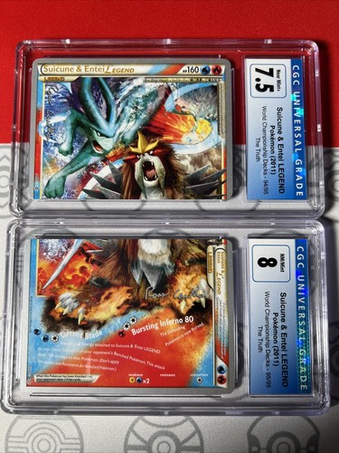 2 Card Set Suicune & Entei Legend CGC 7.5 & 8 94 95 Holo Pokemon