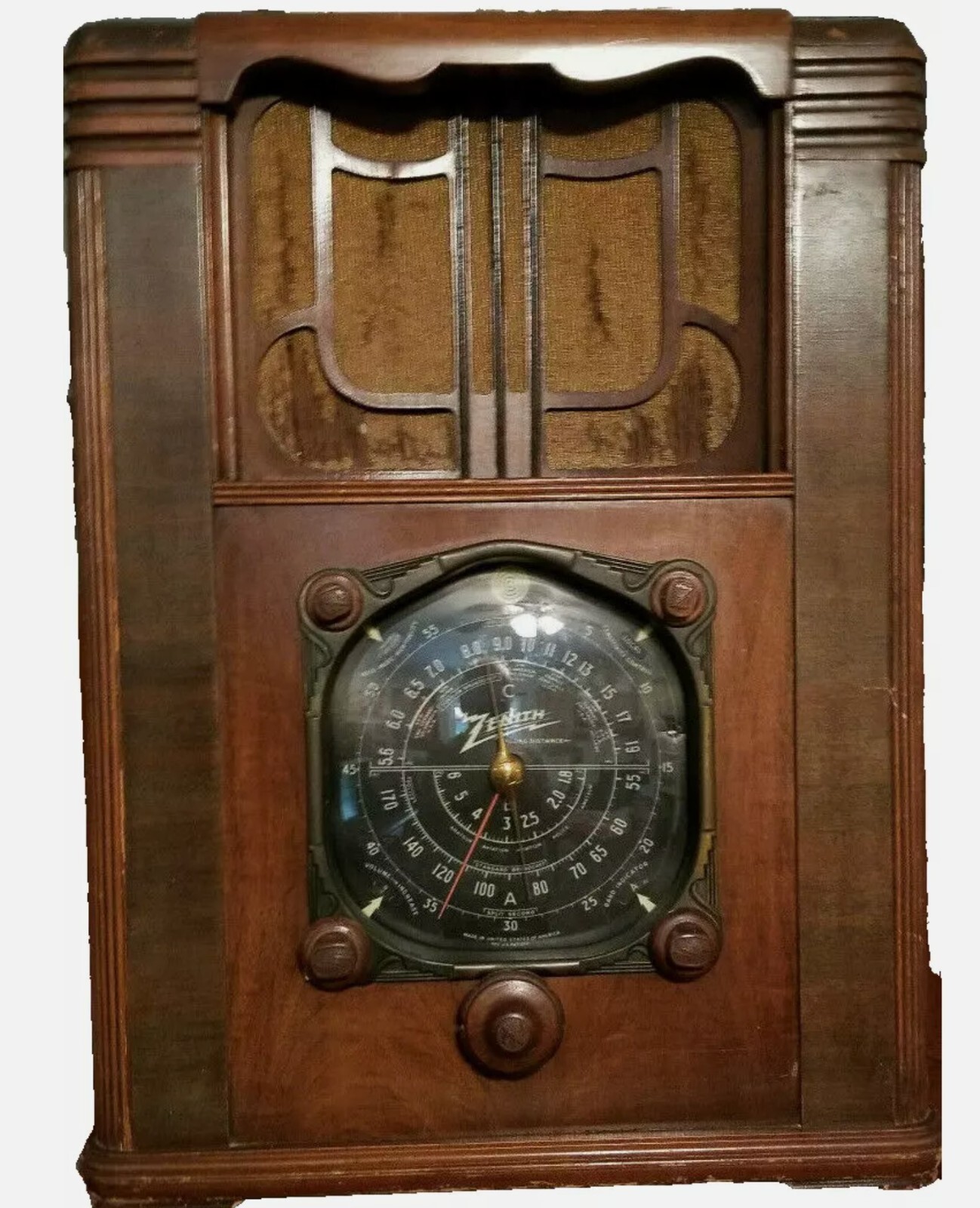 RARE 1930's Zenith Black Dial Model Tombstone Radio - All Original