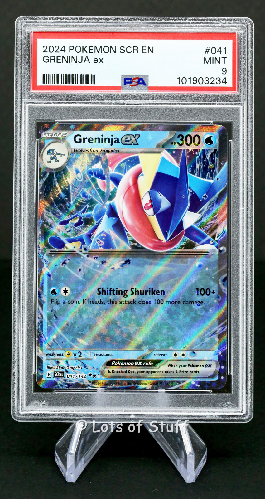 PSA 9 MINT Greninja ex Double Rare Pokemon Stellar Crown 2024 041