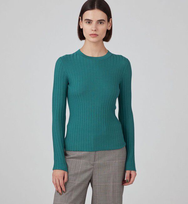 カシミヤシルクリブ クルーネックプルオーバー（TOMORROWLAND