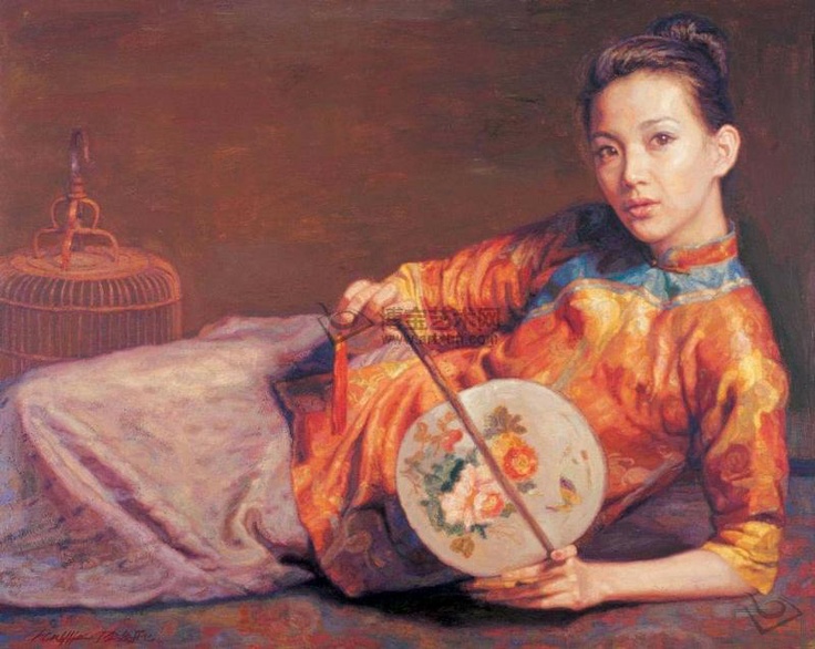 陈逸飞作品欣赏_高清图集_新浪网 | China art, Female art, Painting