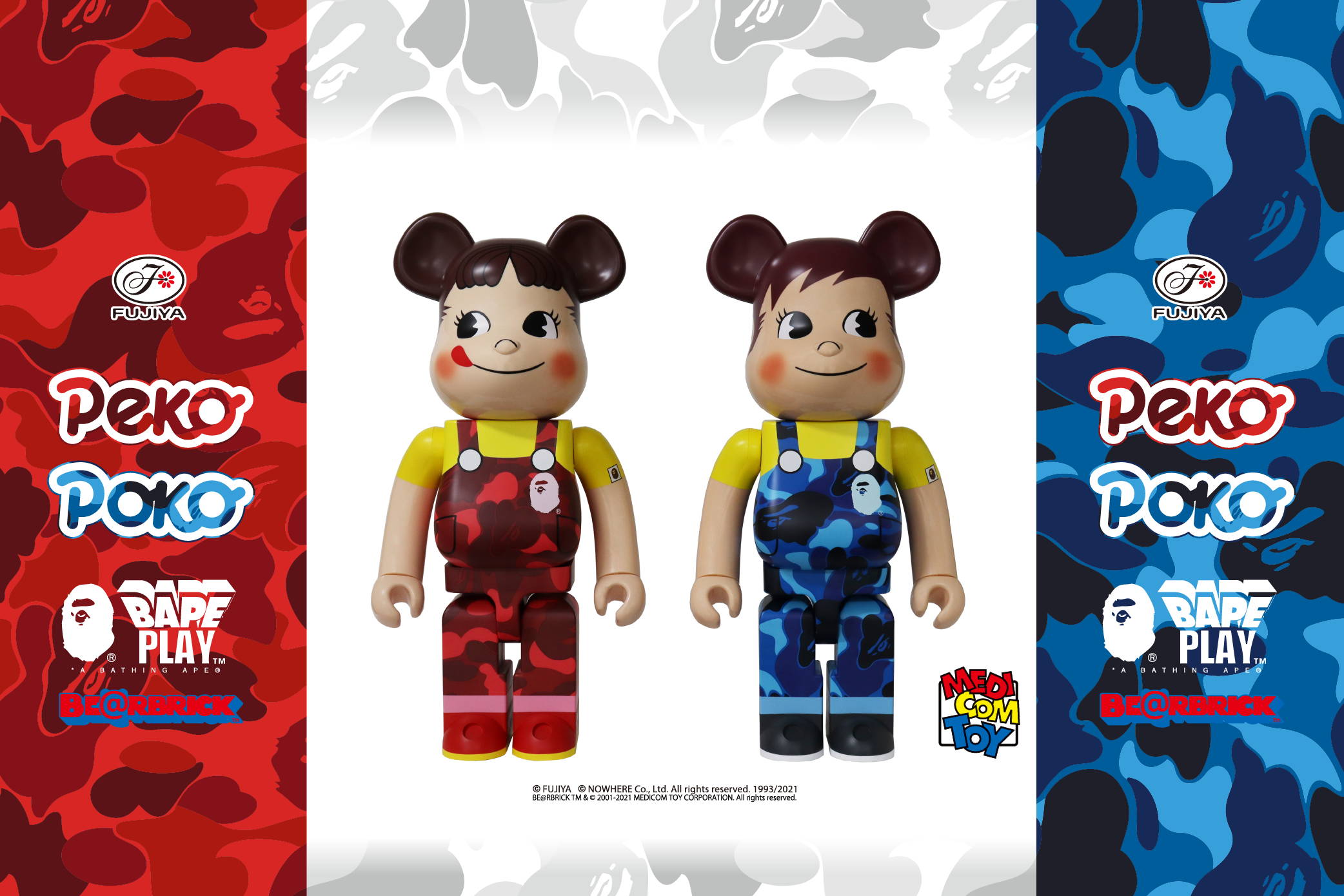 BAPE® × FUJIYA ペコちゃん＆ポコちゃん × BE@RBRICK | bape.com