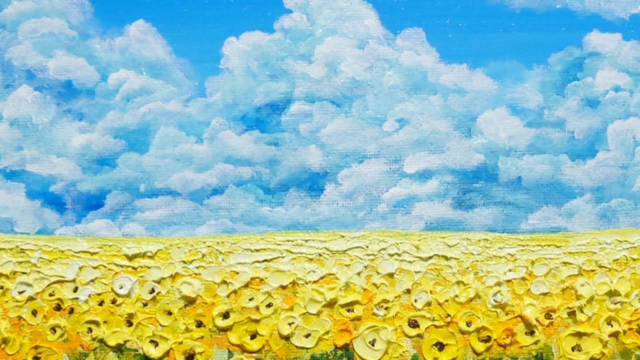 油絵】【夏の向日葵畑 】 #油絵 #手書き #アート #絵画 #絵 #油彩画