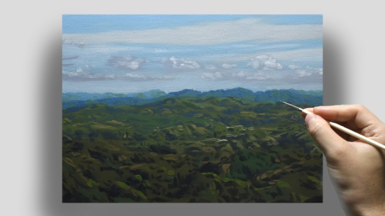 油絵] 3時間30分で描くリアルな山の風景のメイキング | 描き方 | Oil