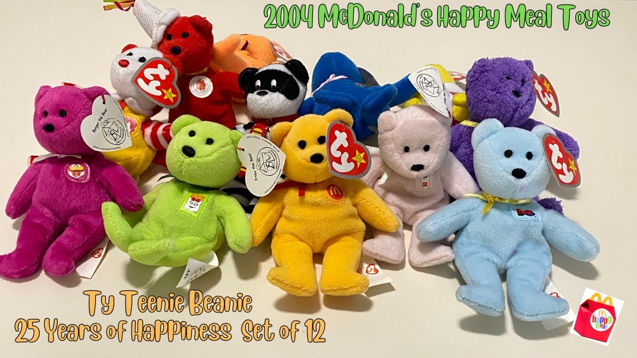 2004 McDonald's 25 Years of Happiness Set of 12 Ty Teenie Beanies