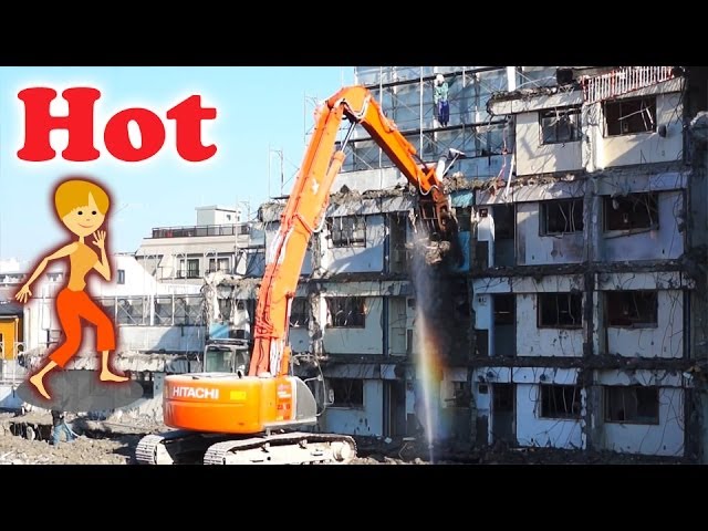 解体作業 日立&コベルコ ショベルカー、クラッシャーマシン