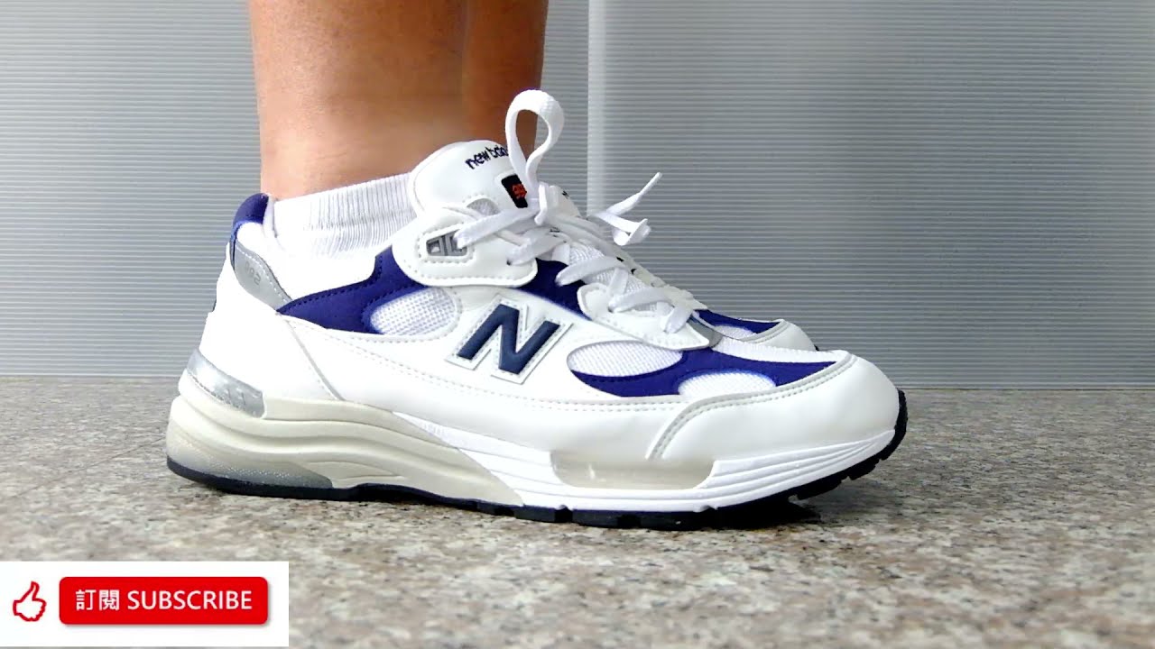 New Balance 992 (White/Blue) M992EC on feet - YouTube