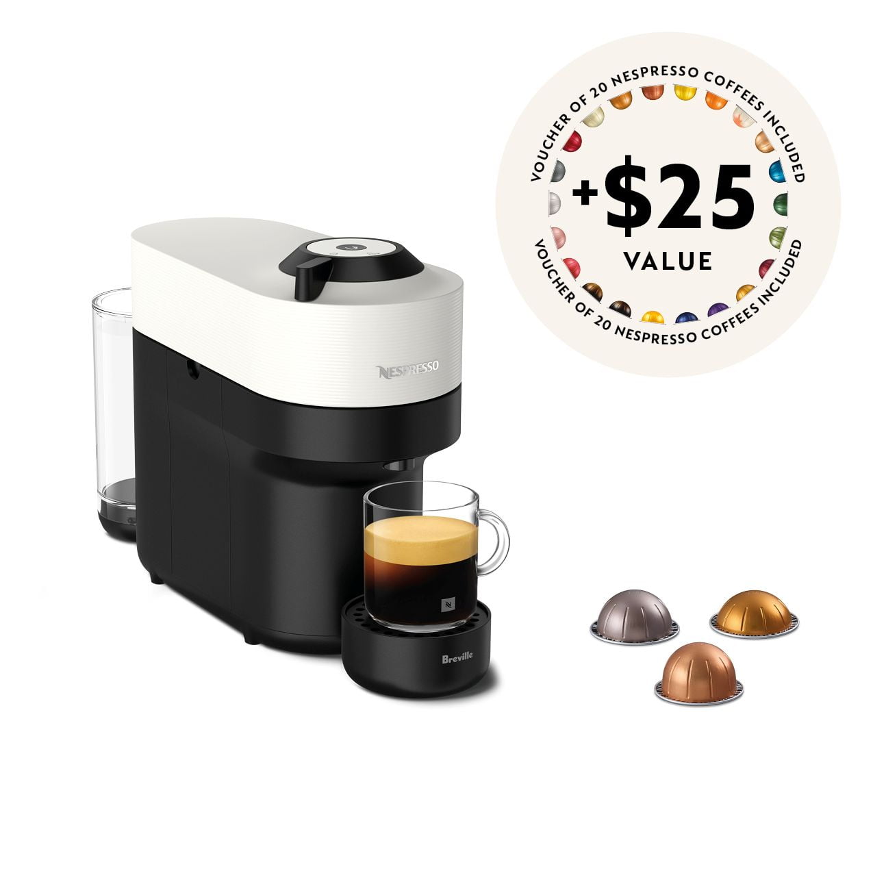 Nespresso Vertuo Pop Coffee and Espresso Machine Coconut White by