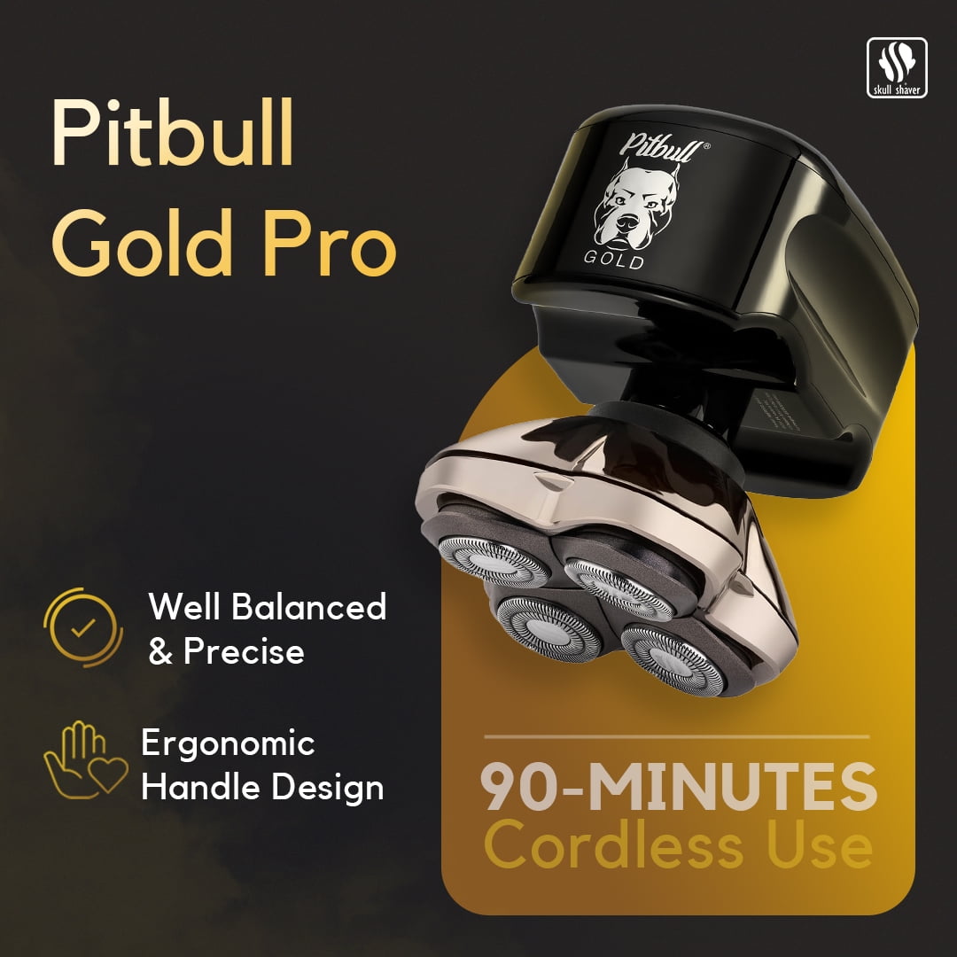 Skull Shaver Pitbull Gold PRO Head and Face Shaver, USB Charging