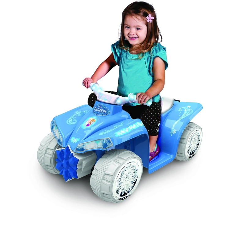 6 Volt Light-Up Frozen Quad with Chrome Snowflake Wheel Covers and