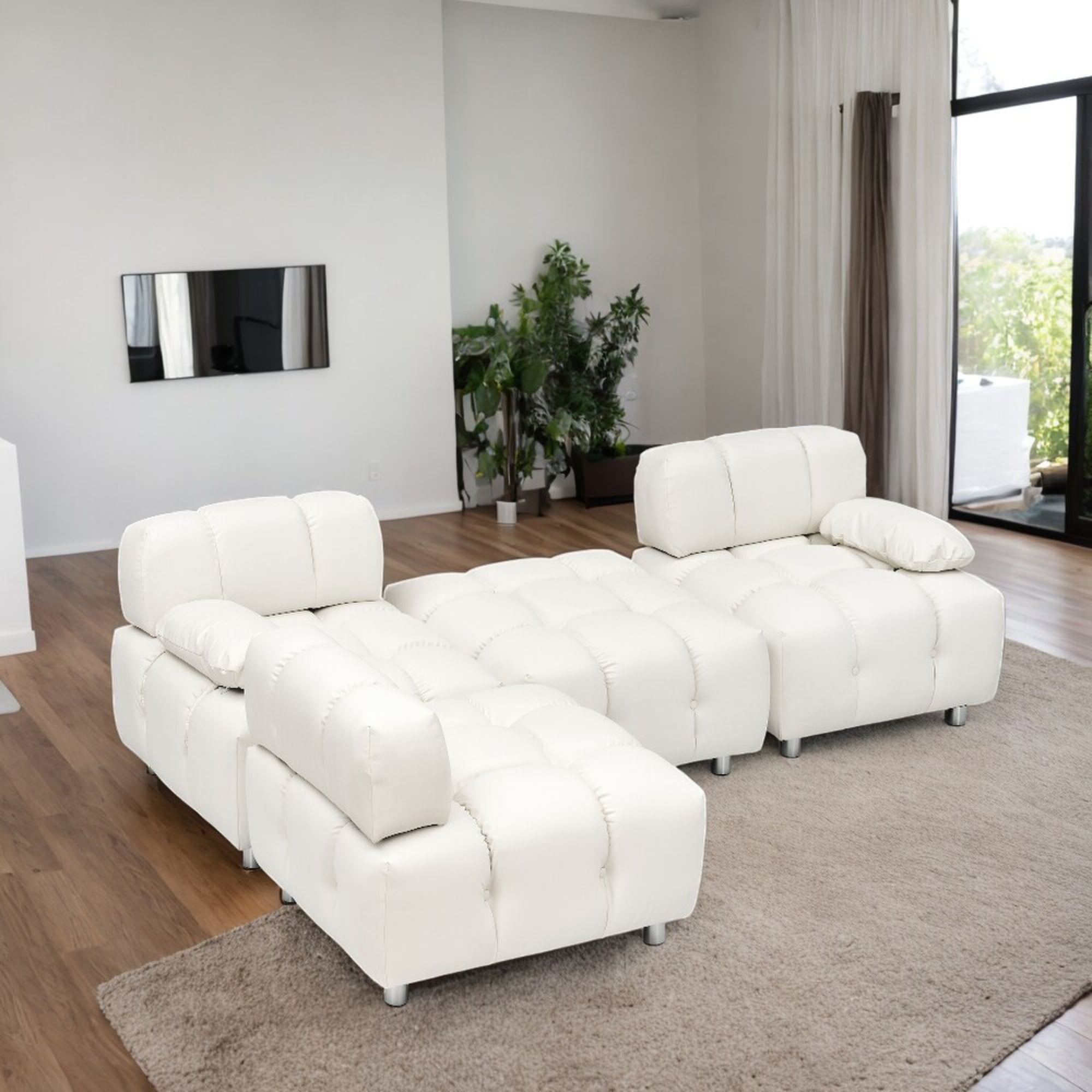 HQZX Luxury Modular Sectional Fabric Sofa,4 Seats with Chaise,for
