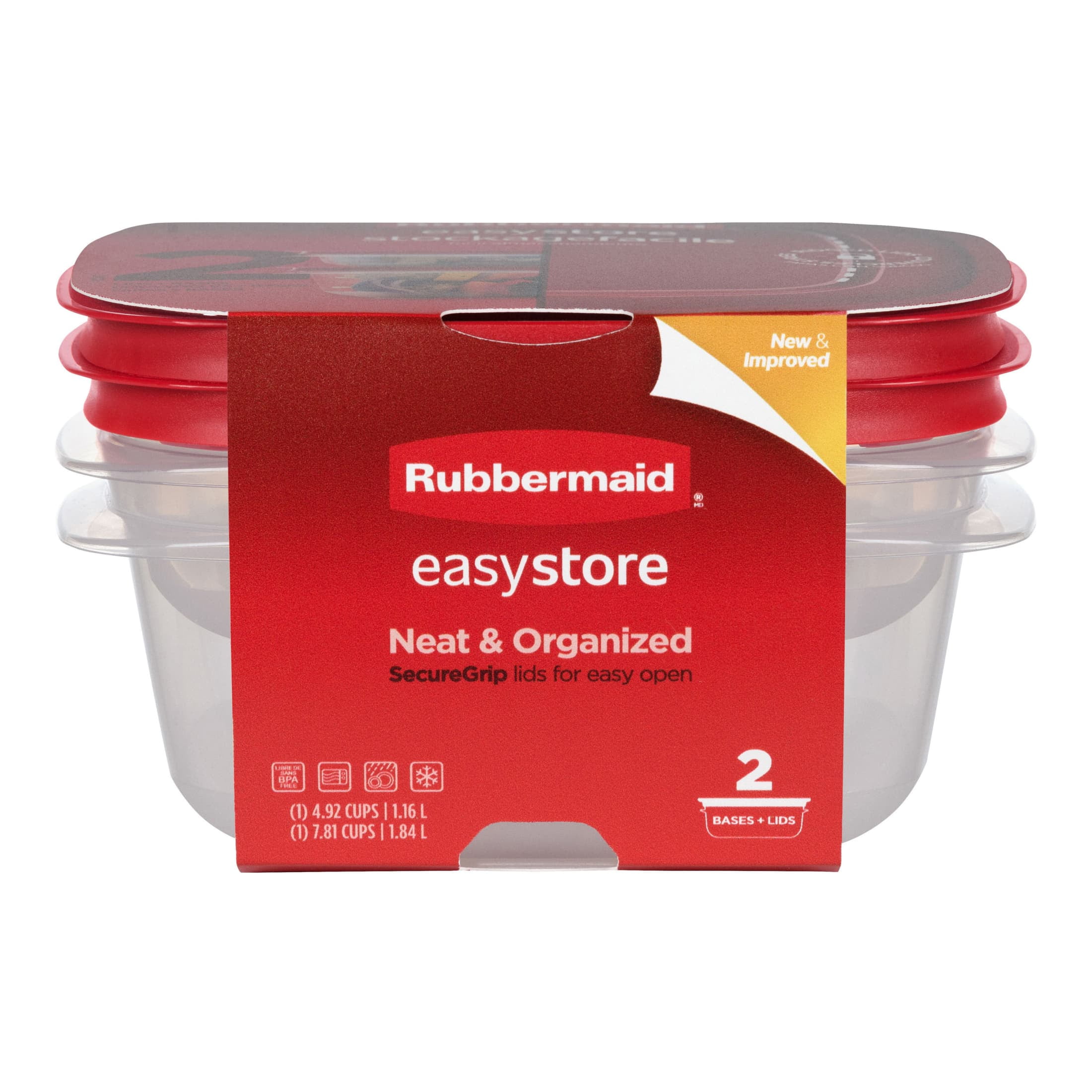 Rubbermaid 4.92- and 7.81-Cup EasyStore Square Containers, 2 Pack