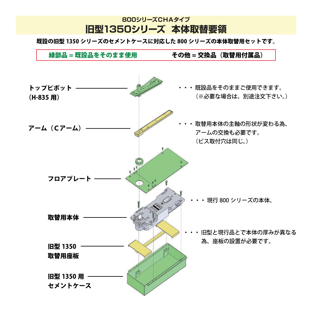 HS-835CHA｜廃番フロアヒンジ S-1350C用 取替本体｜ニュースター