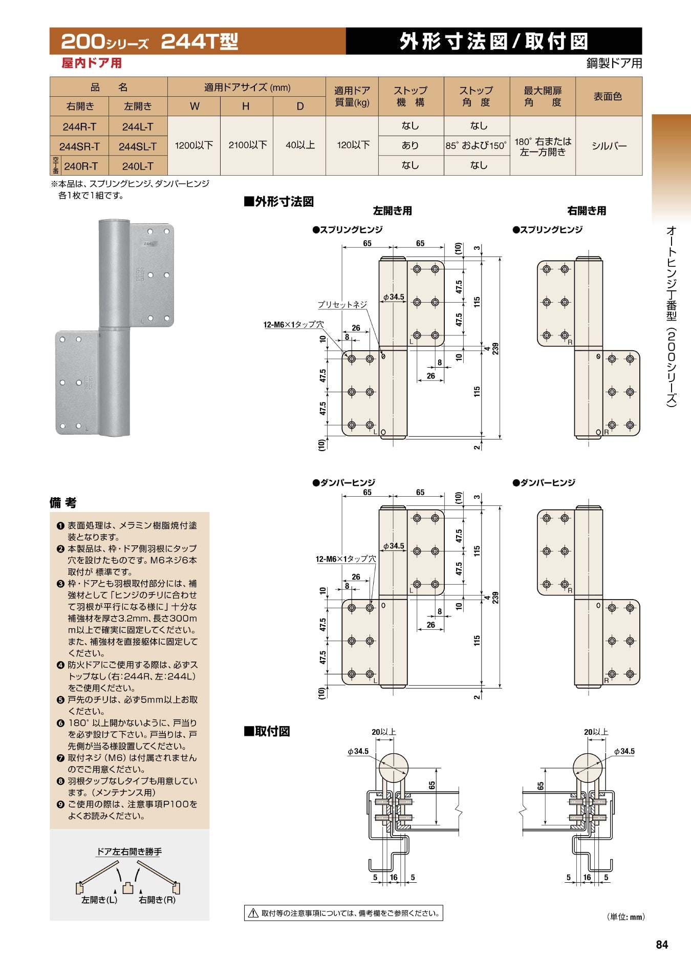 244SR-T / 244SL-T｜オートヒンジ（丁番型）｜日東工器 – イブニーズ