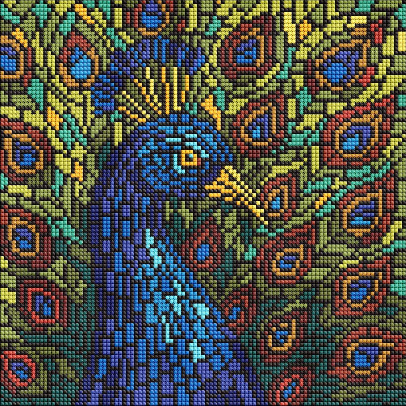 Diamond mosaic - Stained glass window. Peacock ©art_selena_ua