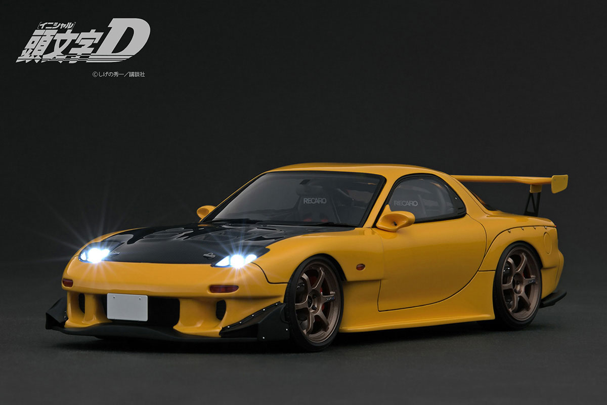IG3801 1/18 INITIAL D Mazda RX-7 (FD3S) Yellow with LED light