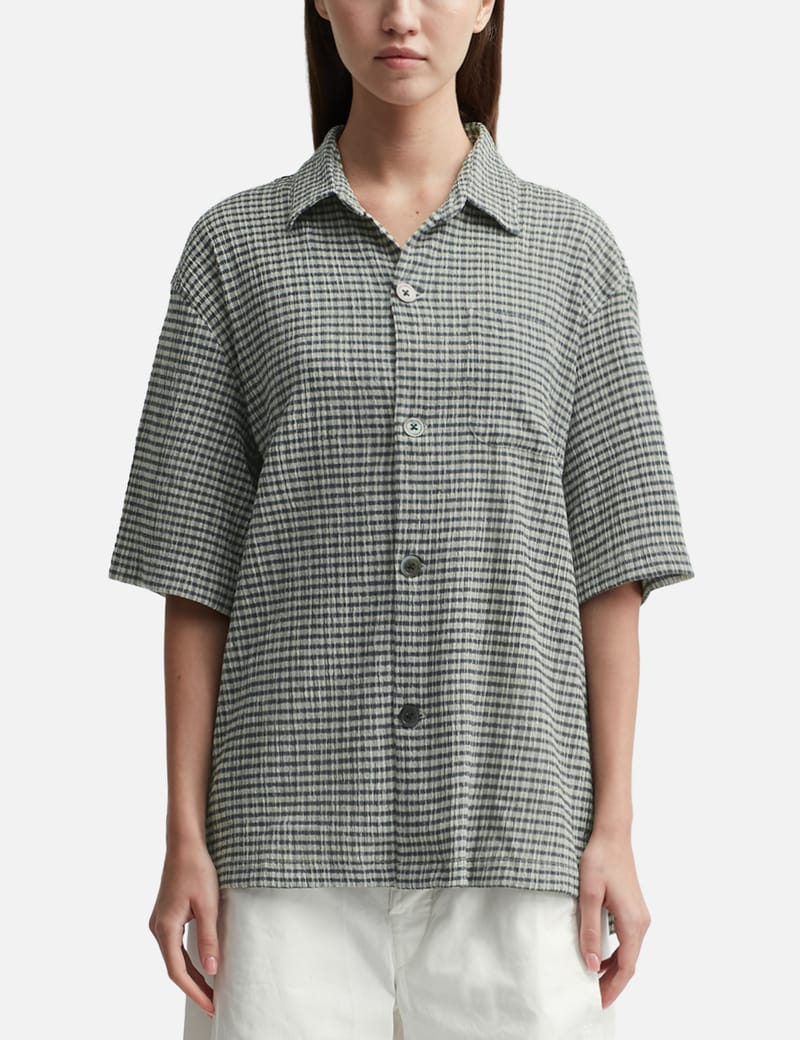 トップス stussy CRINKLED CHECK SS SHIRT TAN M Stüssy - Wrinkly