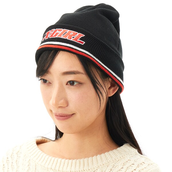 STRIPED LOGO KNIT CAP | エックスガール(X-GIRL) | マルイウェブチャネル