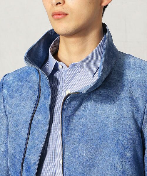 セール】 デニムプリント レザーブルゾン （レザーブルゾン