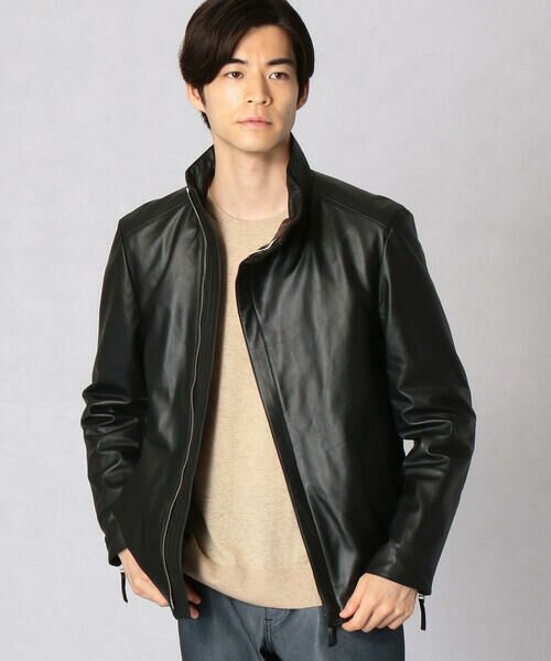 ウォッシュドレザー オフセットフロントライダース （レザーブルゾン