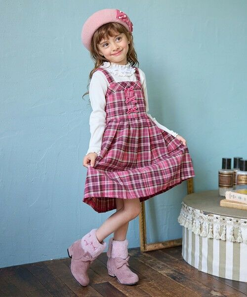 セール】 チェックプリーツジャンパースカート （ロング・マキシ丈