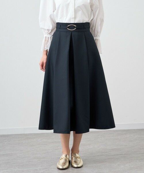 セール】 ブライトツイルタックフレア スカート （ロング・マキシ丈