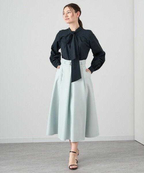 セール】 ブライトツイルタックフレア スカート （ロング・マキシ丈