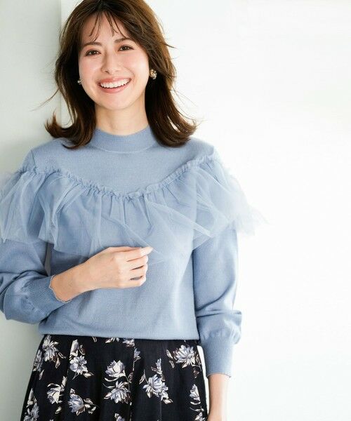 セール】 【洗える】フリルチュールコンビ ニット （ニット・セーター