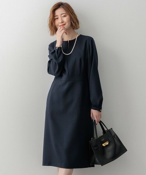 セール】 【洗える】ウールミックスジョーゼット ワンピース （ロング