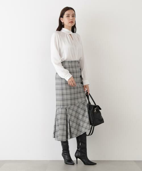 ◇ギャザーネックドットジャガードブラウス （シャツ・ブラウス