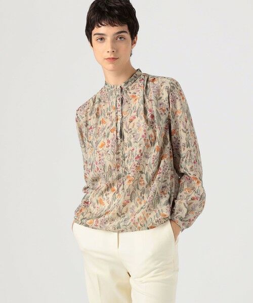 セール】 オーマリーフプリント ストリングボウタイブラウス （シャツ