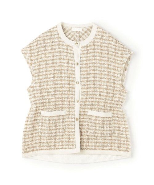 セール】 ニットコンビツイード フレンチスリーブジレ （ベスト