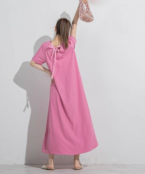 セール】 【大人ワンピ】リネンライクバックリボンワンピース≪洗濯機