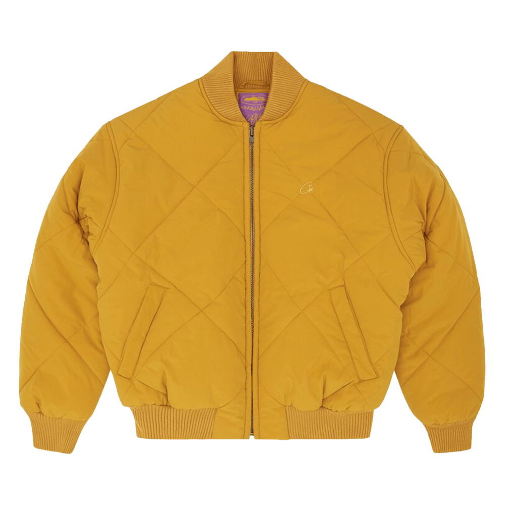 Buy Corteiz Olde English Quilted Bomber Jacket 'Yellow' - 7892