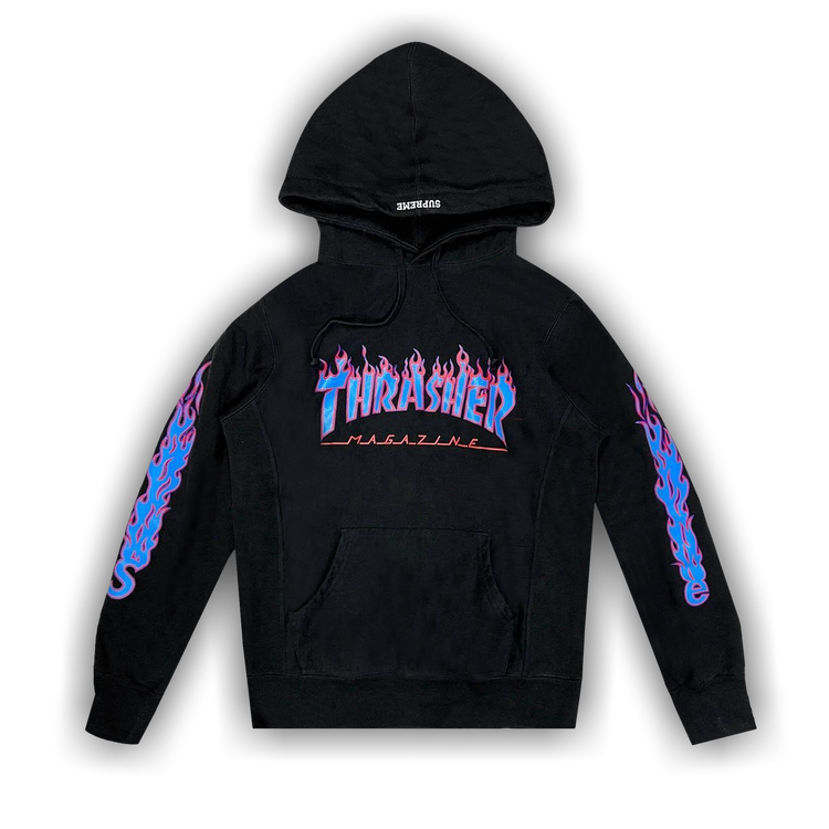 Buy Supreme x Thrasher Flame Hoodie 'Black' - SS15H0106 BLACK | GOAT