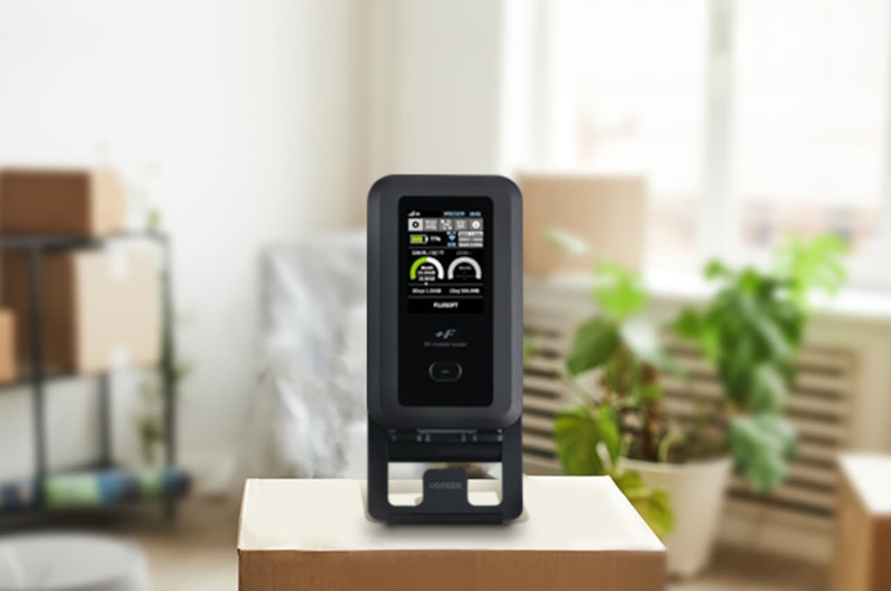 富士ソフト「+F FS050W」5G・Wi-Fi 6対応モバイルルーター 自宅から