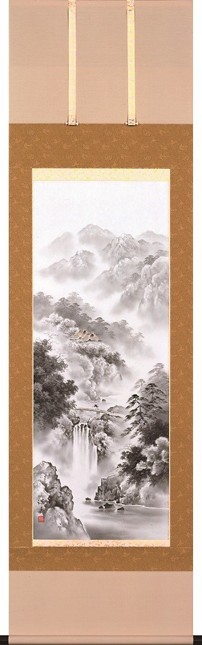 掛軸「水墨山水」前田深青 尺五立（A-333） - 伽楠（かなん）