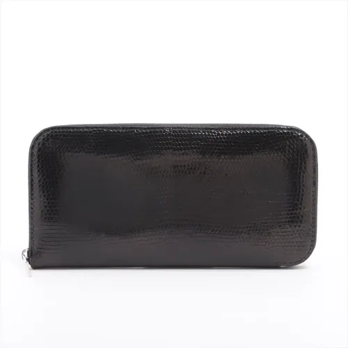 カミーユフォルネ リザード ラウンドジップウォレット ブラック AB