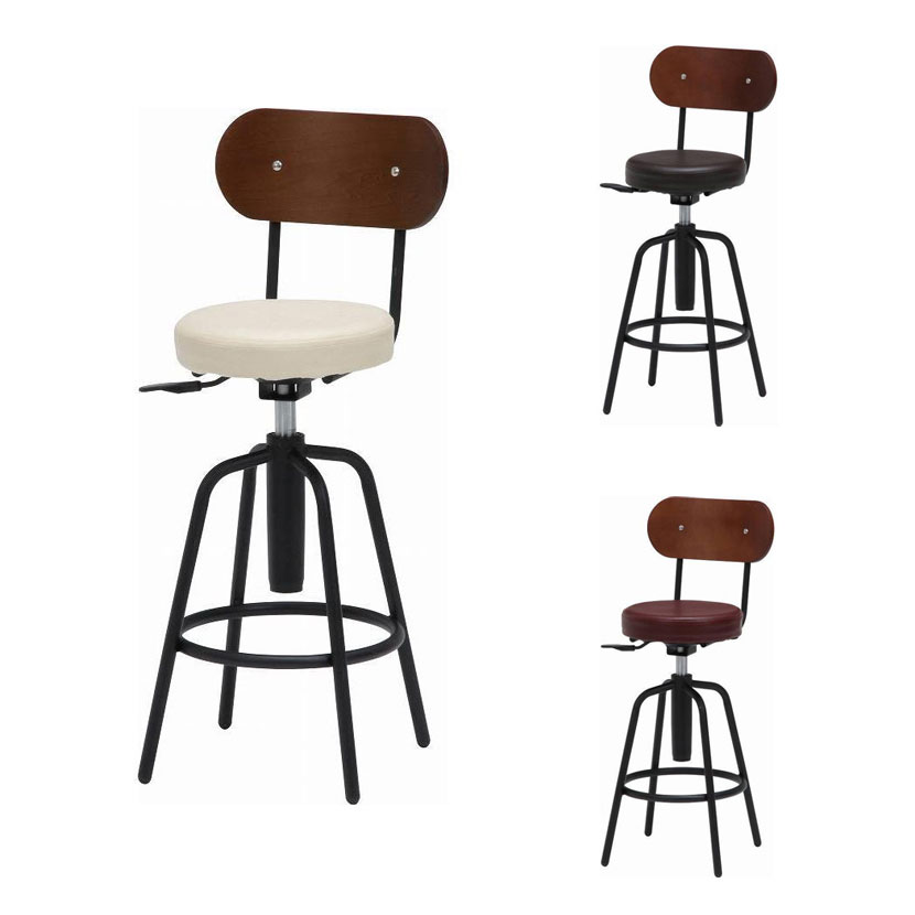 送料無料】 バースツール バックレスト付き ガス昇降式 カウンター