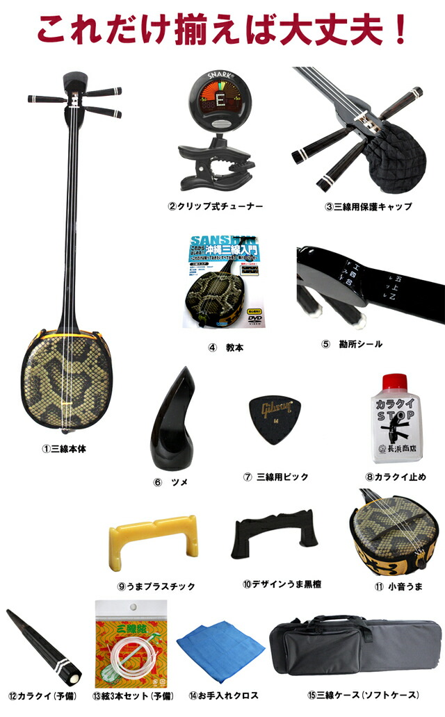 楽天市場】【三線通販専門店】三線 初心者 セット 送料無料三線ツメ