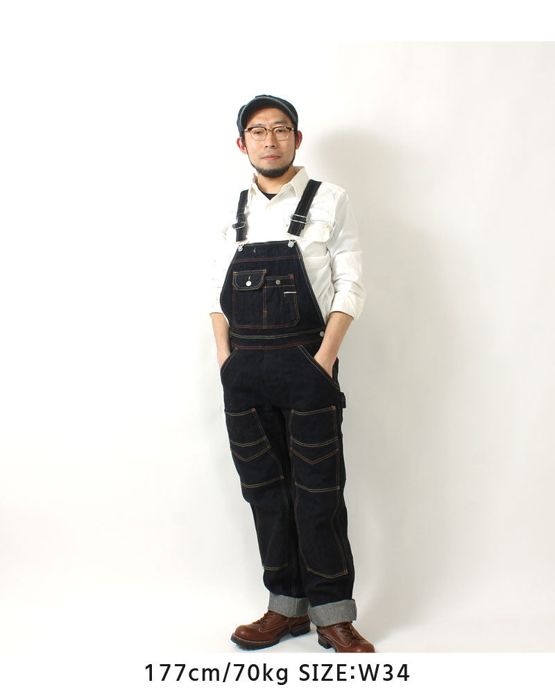 EIGHT-G(エイトジー) デニムオーバーオール 16oz DOUBLE KNEE OVERALL