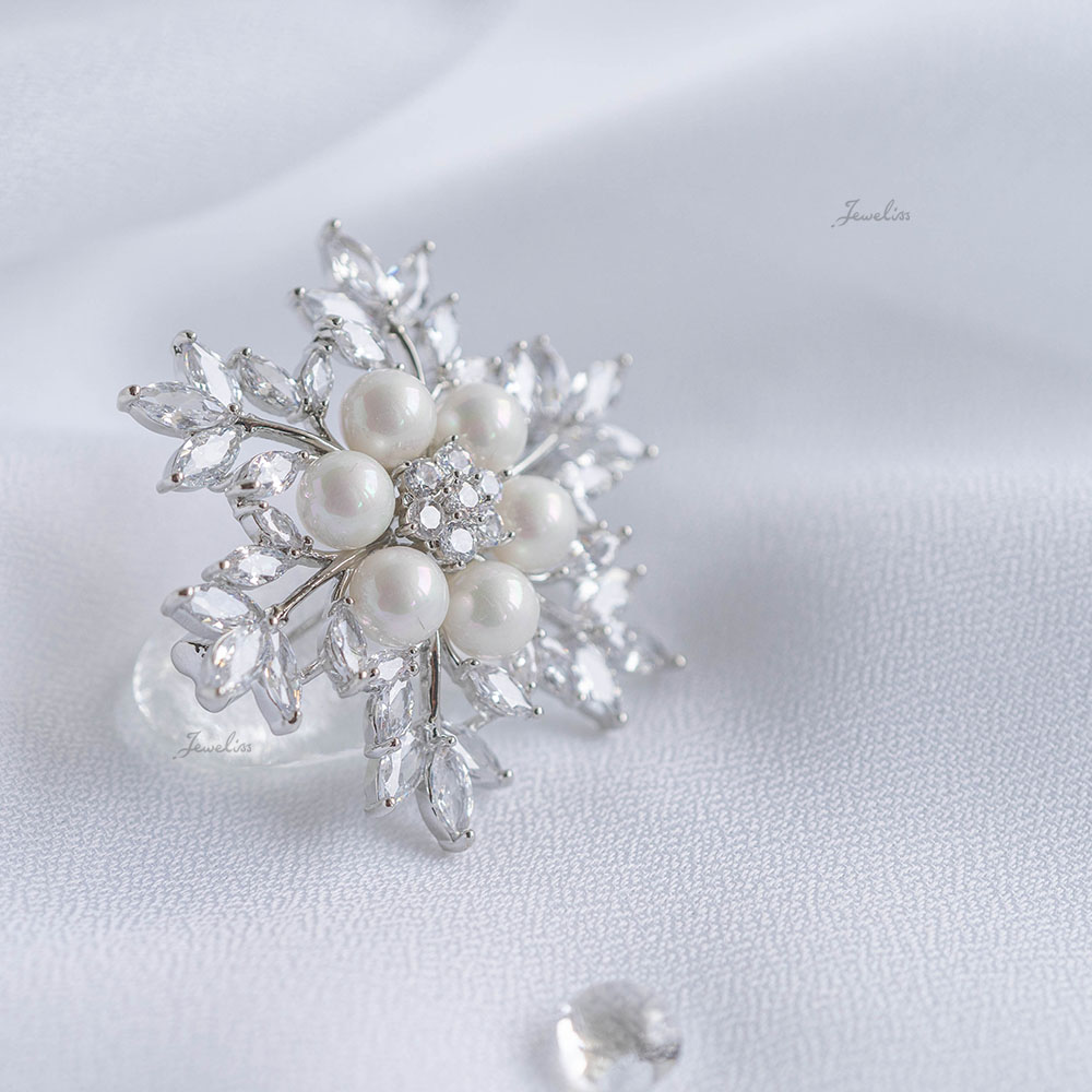 楽天市場】【スーパーSALE5倍】Jeweliss パール 雪の結晶 ブローチ