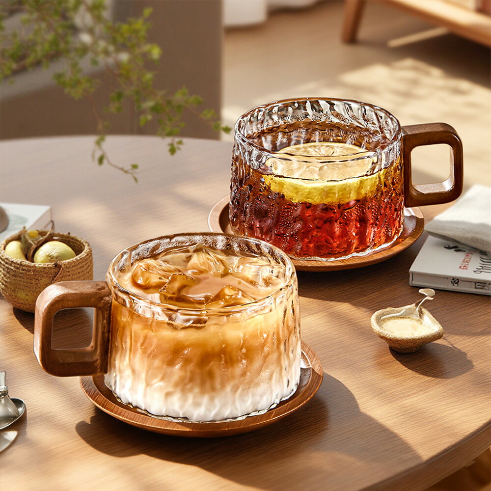 楽天市場】「SNSで話題」レトロ風 耐熱ガラスマグカップ モダン 天然木