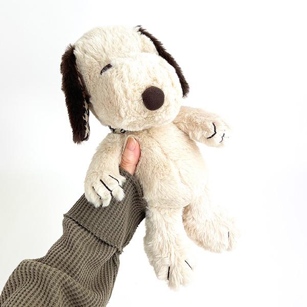 スヌーピー モカチェック S ぬいぐるみ インテリア ブラウン