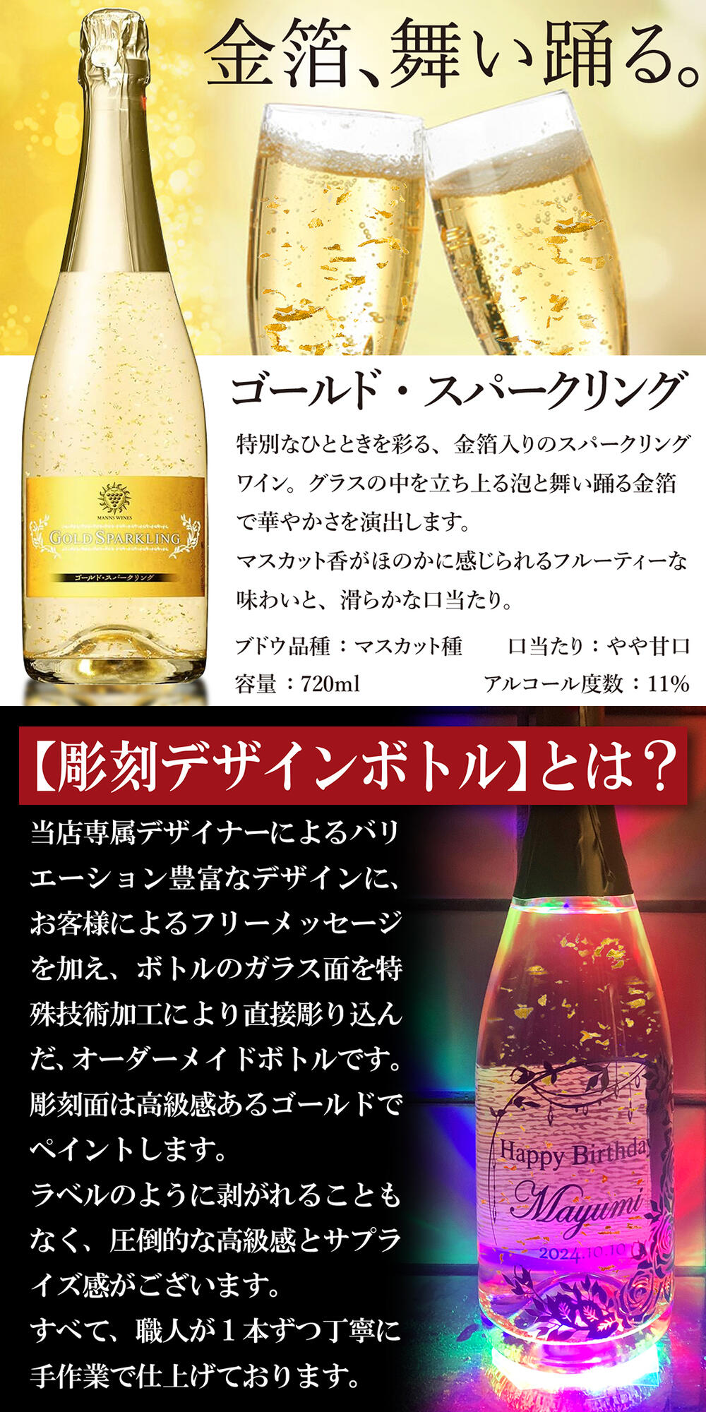楽天市場】動画アリ ド派手 名入れ スパークリングワイン プレゼント
